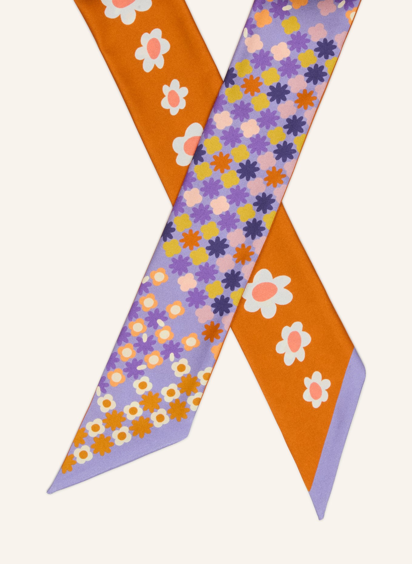 Barbieri silk scarf: ORANGE / CREAM / DARK PURPLE