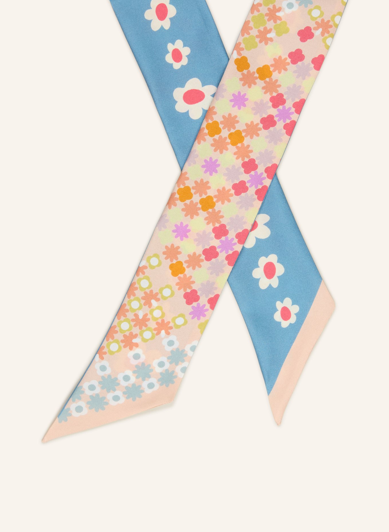 Barbieri silk scarf: BLUE GRAY / ORANGE / DARK YELLOW