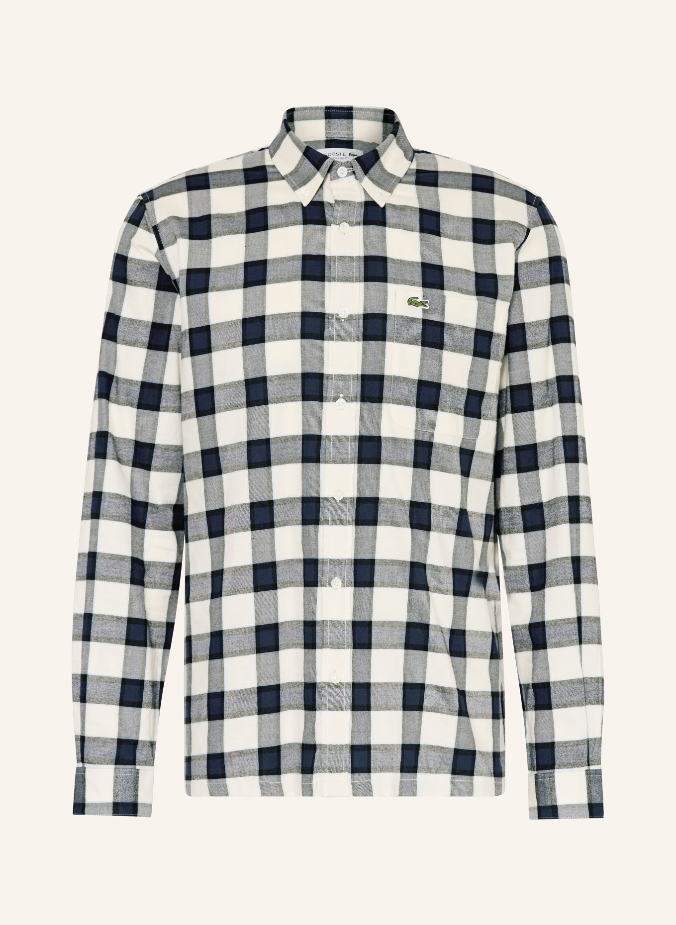 LACOSTE Flanellhemd Regular Fit: WEISS / DUNKELBLAU / BLAU