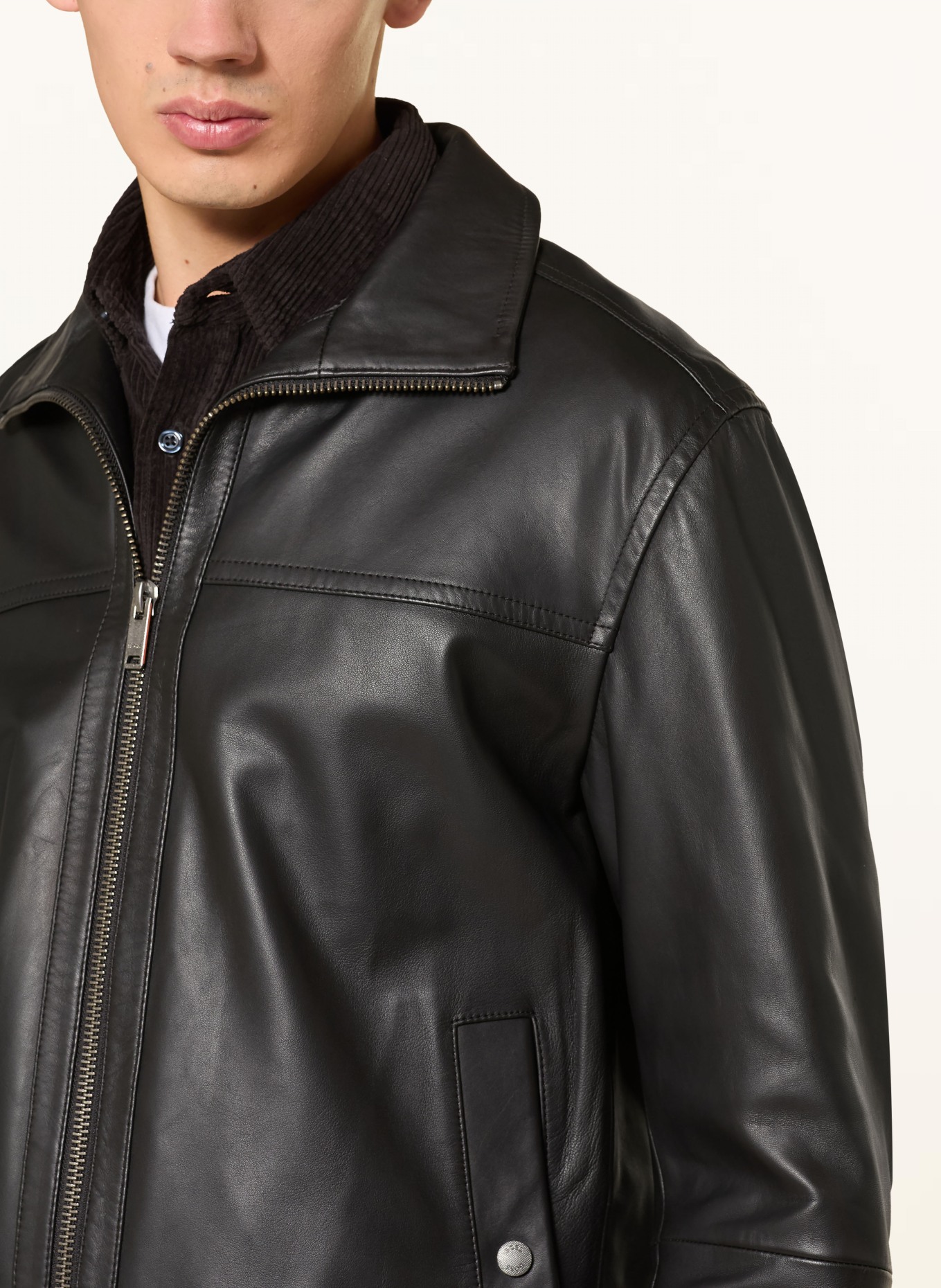 BOSS Lederjacke JOREST: SCHWARZ
