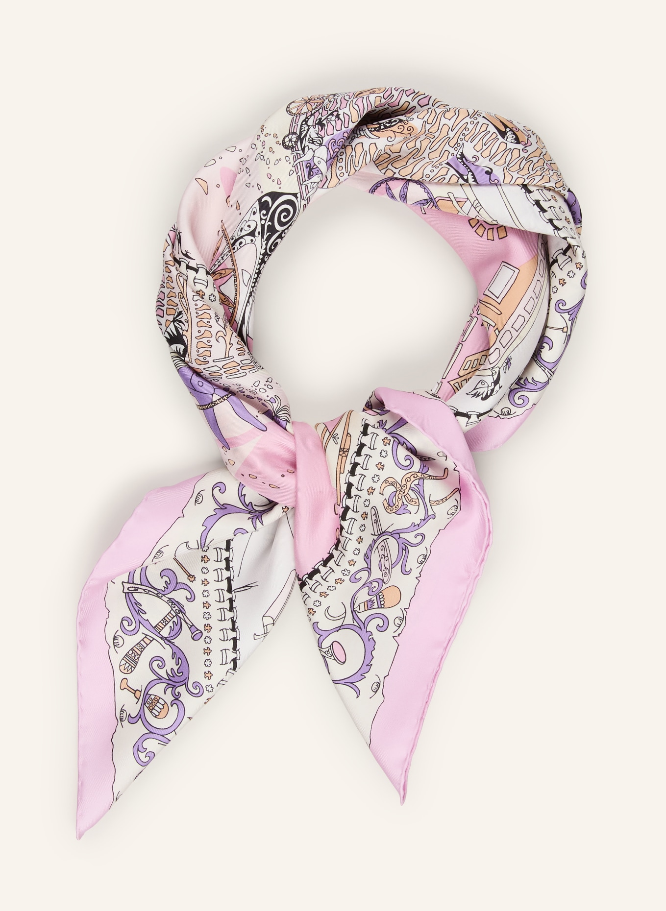 FERRAGAMO Silk scarf PALAZZO: PINK / CREAM / PURPLE