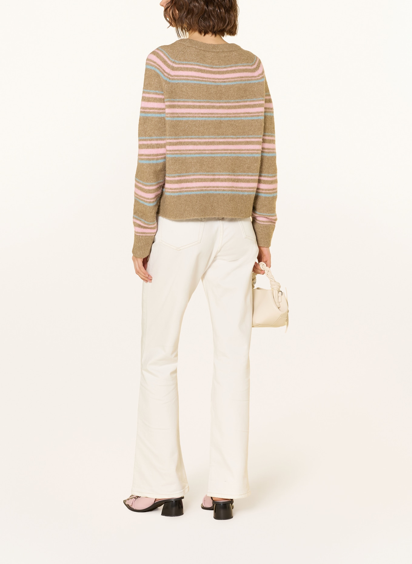 SAMSØE  SAMSØE Sweater NOR O-N SHORT with alpaca: CAMEL / PINK / LIGHT BLUE