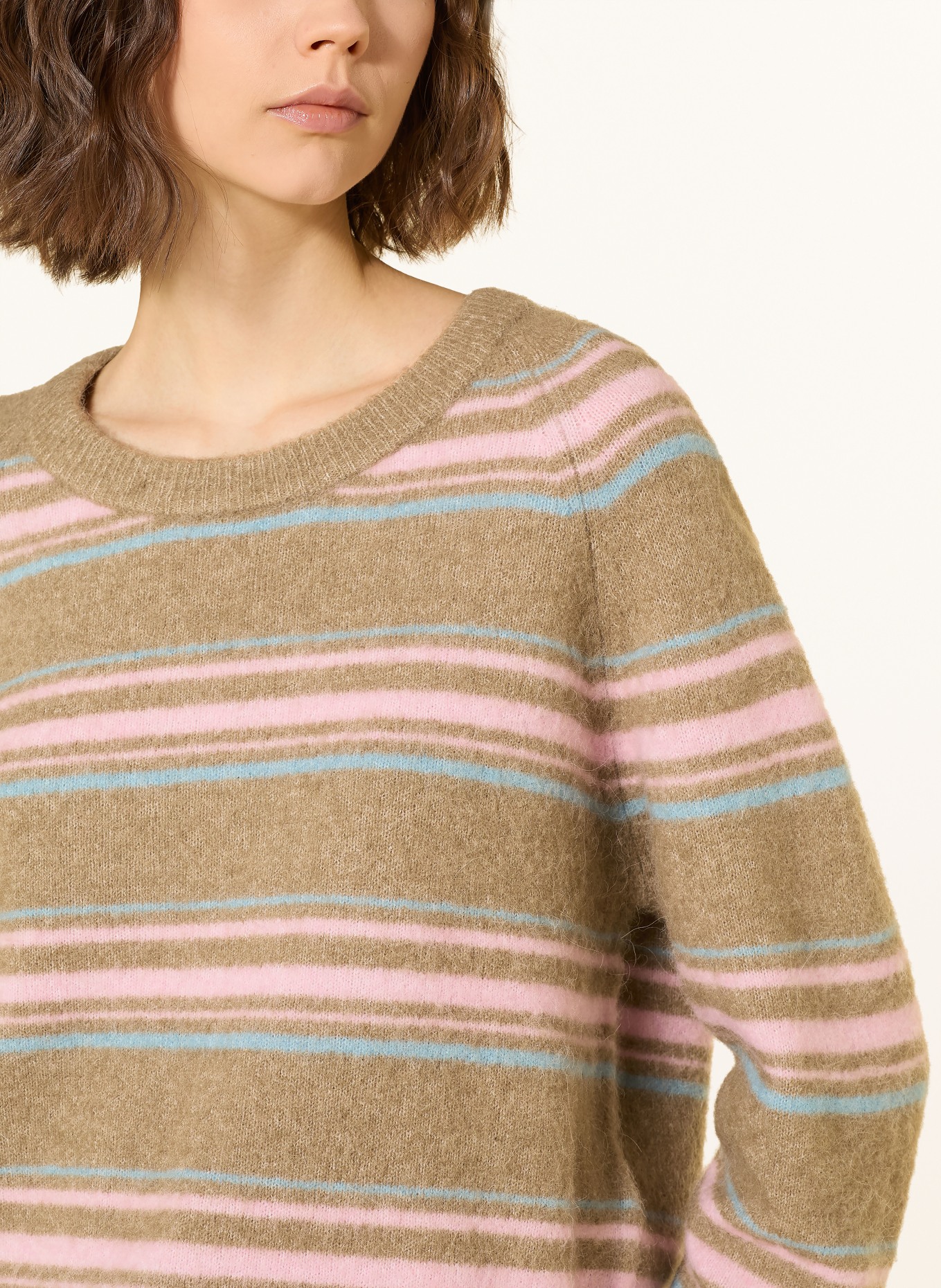 SAMSØE  SAMSØE Sweater NOR O-N SHORT with alpaca: CAMEL / PINK / LIGHT BLUE