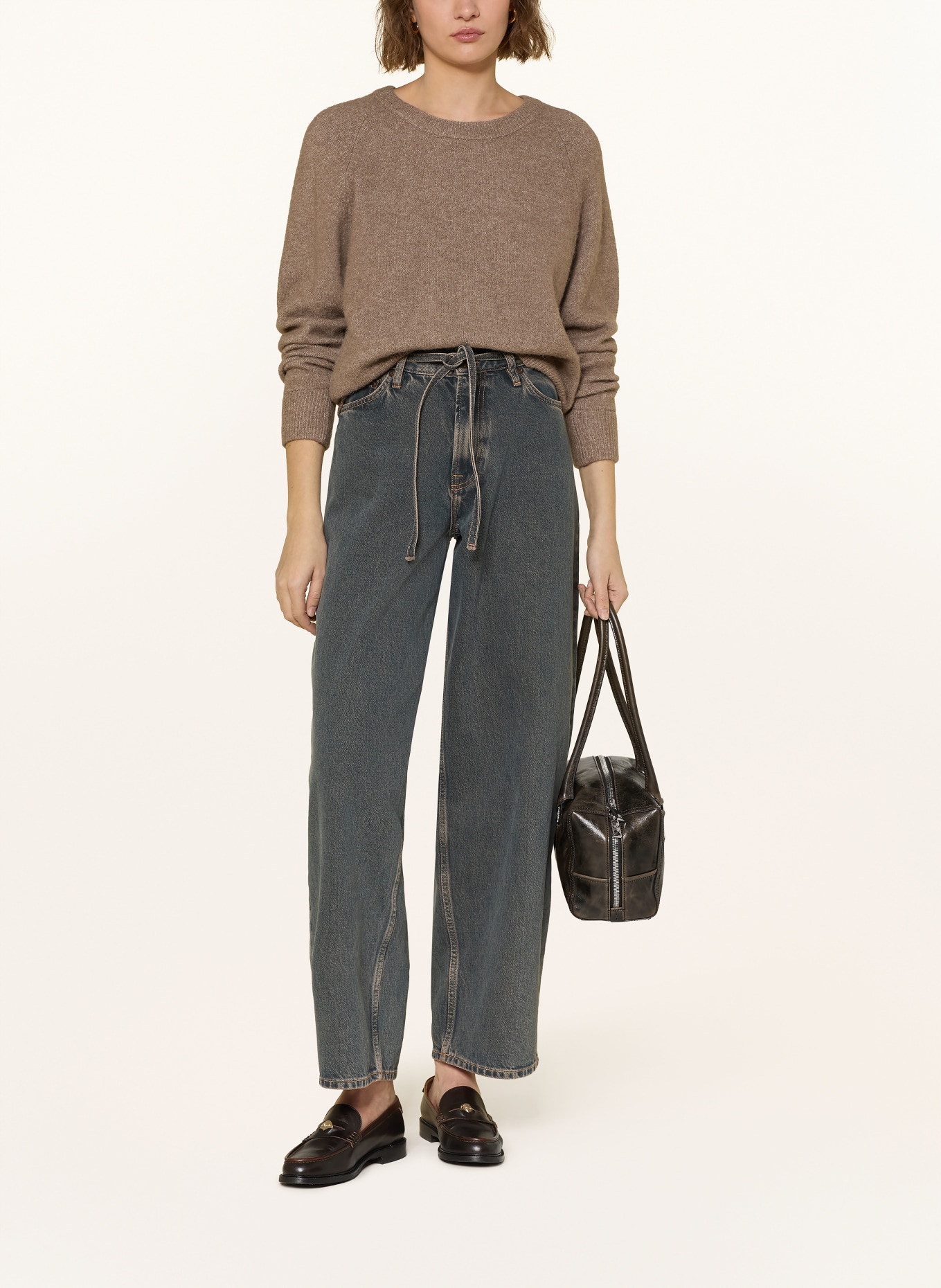 SAMSØE  SAMSØE Sweater NOR O-N SHORT with alpaca: LIGHT BROWN