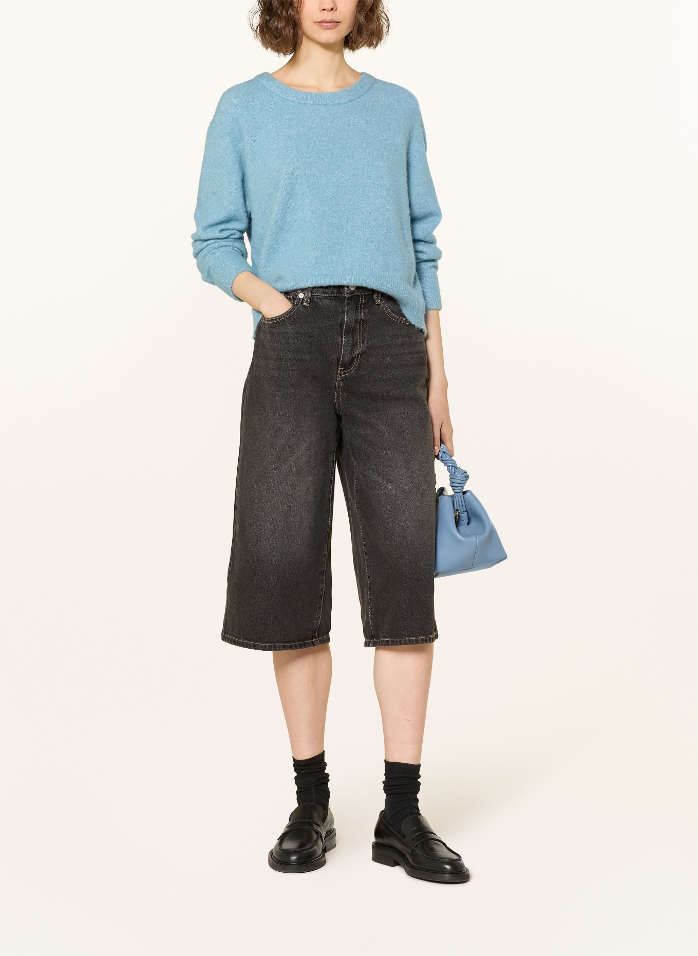 SAMSØE  SAMSØE Pullover NOR O-N SHORT mit Alpaka: HELLBLAU