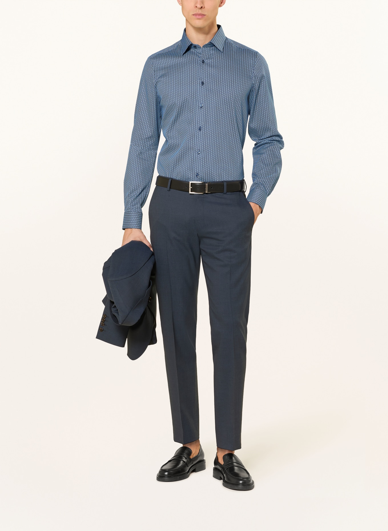 OLYMP Hemd Level Five body fit: DUNKELBLAU / HELLBLAU