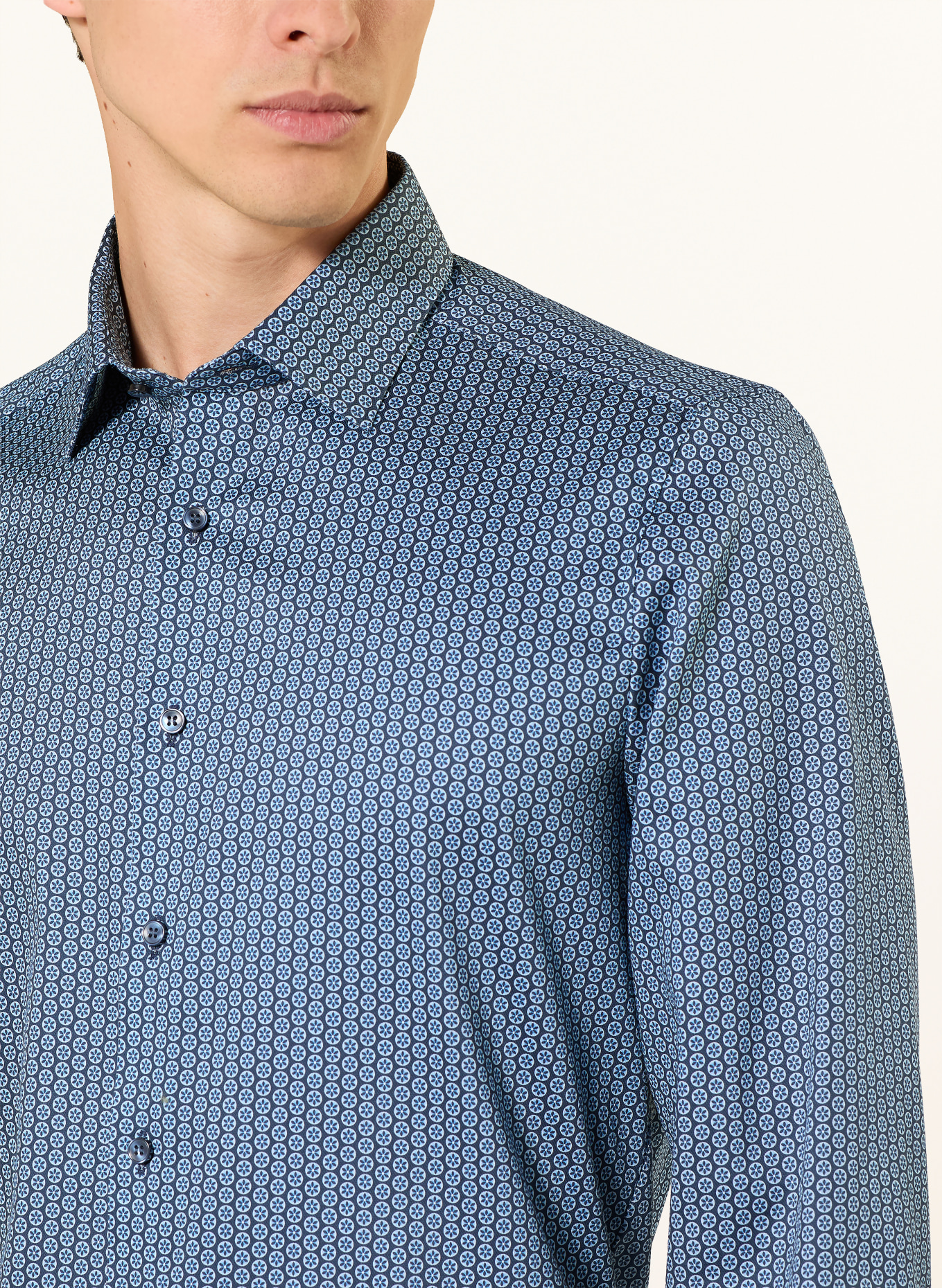 OLYMP Hemd Level Five body fit: DUNKELBLAU / HELLBLAU