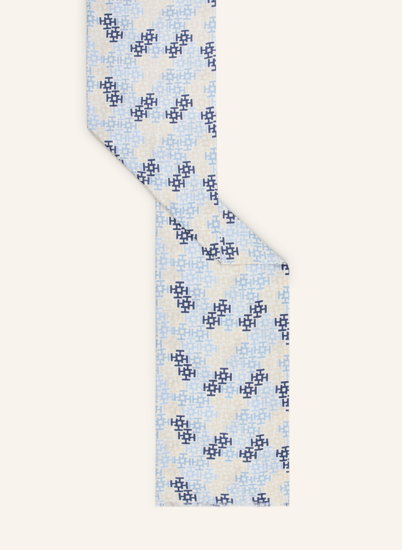 HEMISPHERE Kašmírová šála s hedvábím: MODRÁ / BÉŽOVÁ / BÍLÁ