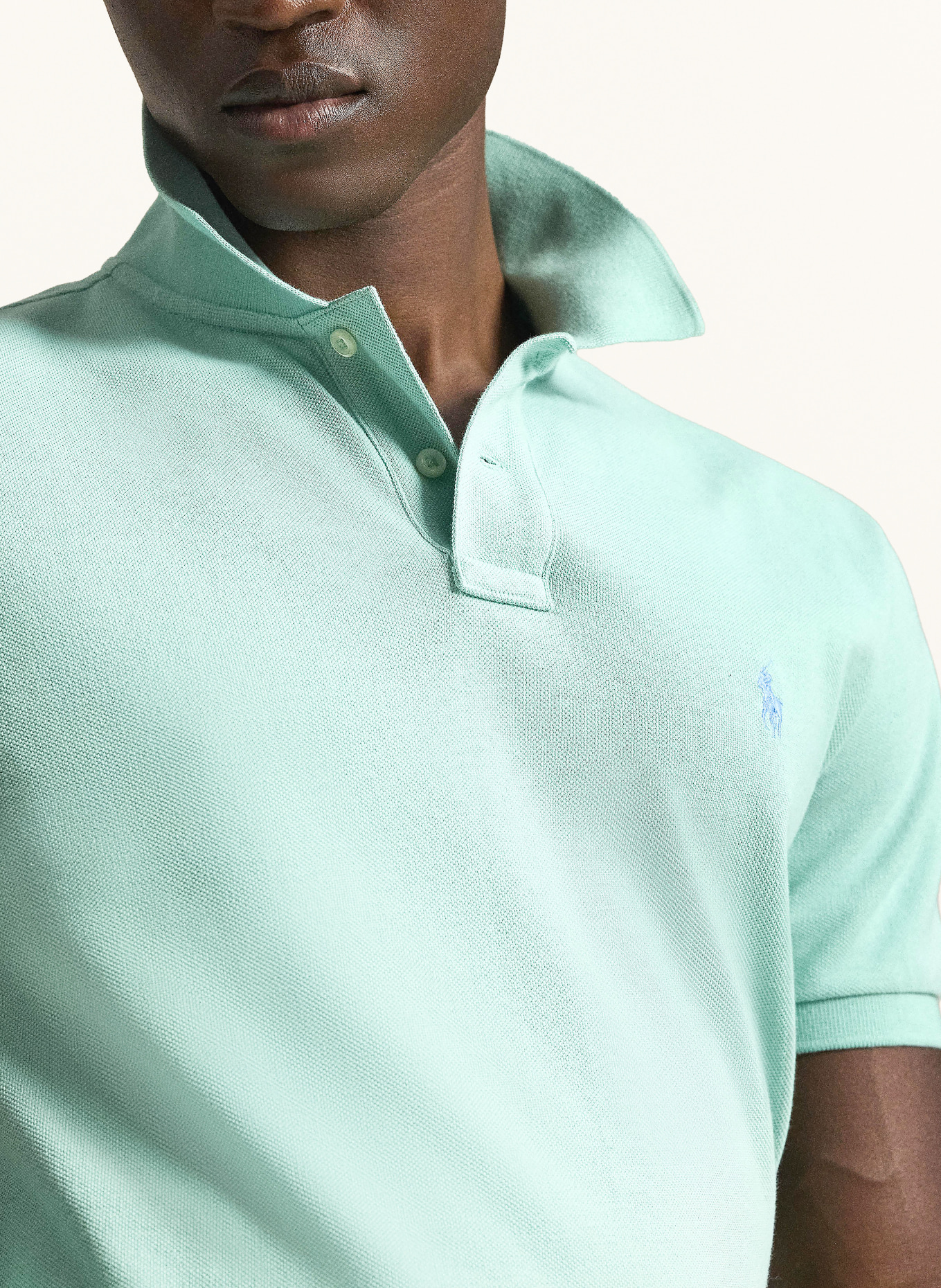 POLO RALPH LAUREN Koszulka polo z piki custom slim fit: JASNOZIELONY / JASNONIEBIESKI