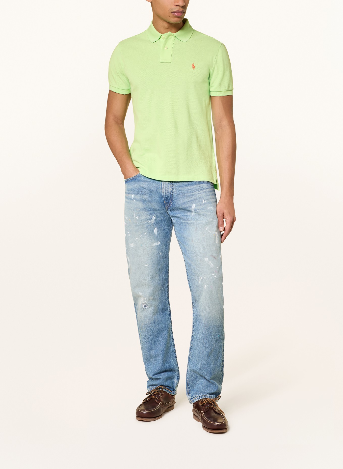 POLO RALPH LAUREN Polo piqué coupe slim personnalisé: VERT FLUO