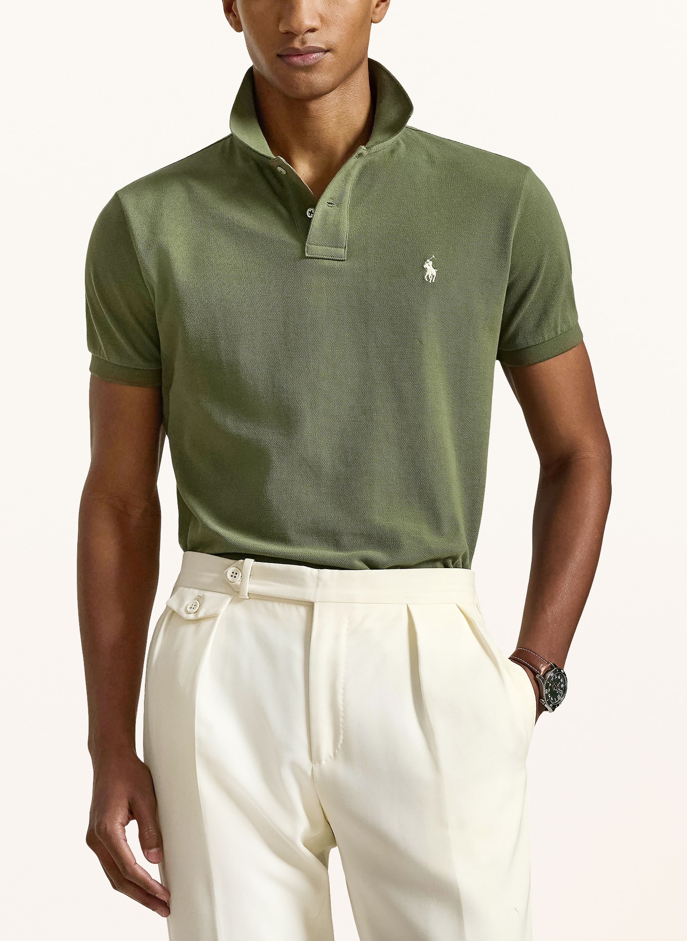 POLO RALPH LAUREN Piqué-Poloshirt Custom Slim Fit: KHAKI / CREME