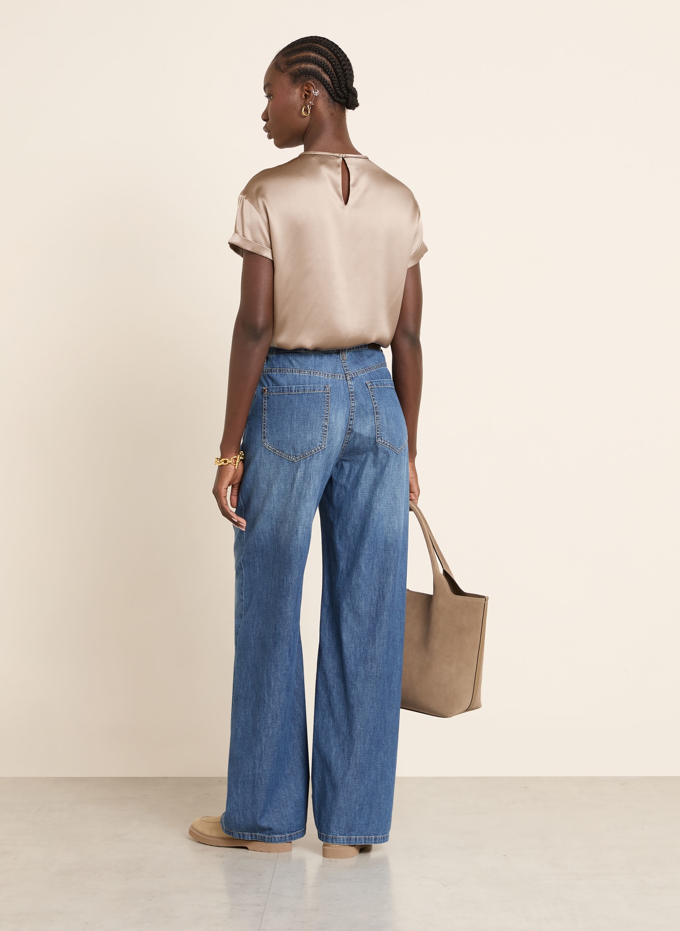 BRUNELLO CUCINELLI Bluzka z jedwabiu z ozdobnymi kamykami: JASNOBRĄZOWY