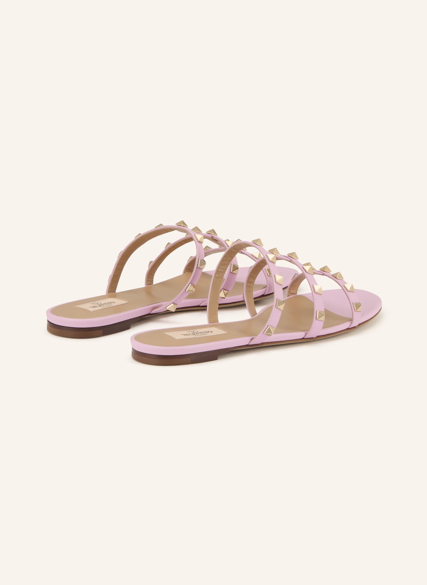 VALENTINO GARAVANI Pantoletten ROCKSTUD mit Nieten: ROSA / GOLD
