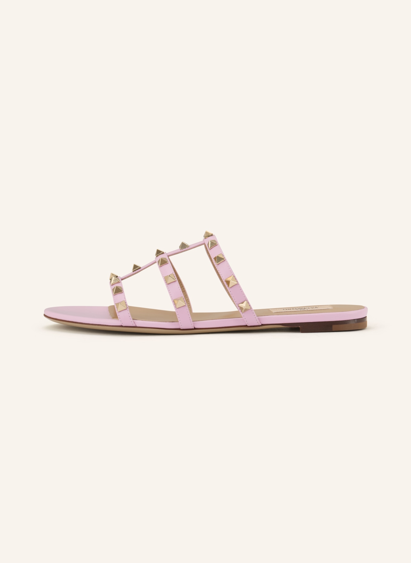 VALENTINO GARAVANI Pantoletten ROCKSTUD mit Nieten: ROSA / GOLD