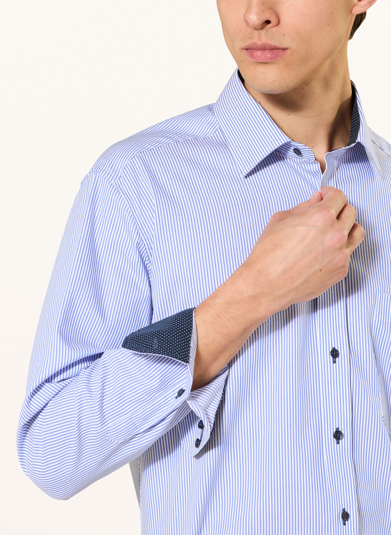 ETERNA Hemd Comfort Fit: BLAU / WEISS