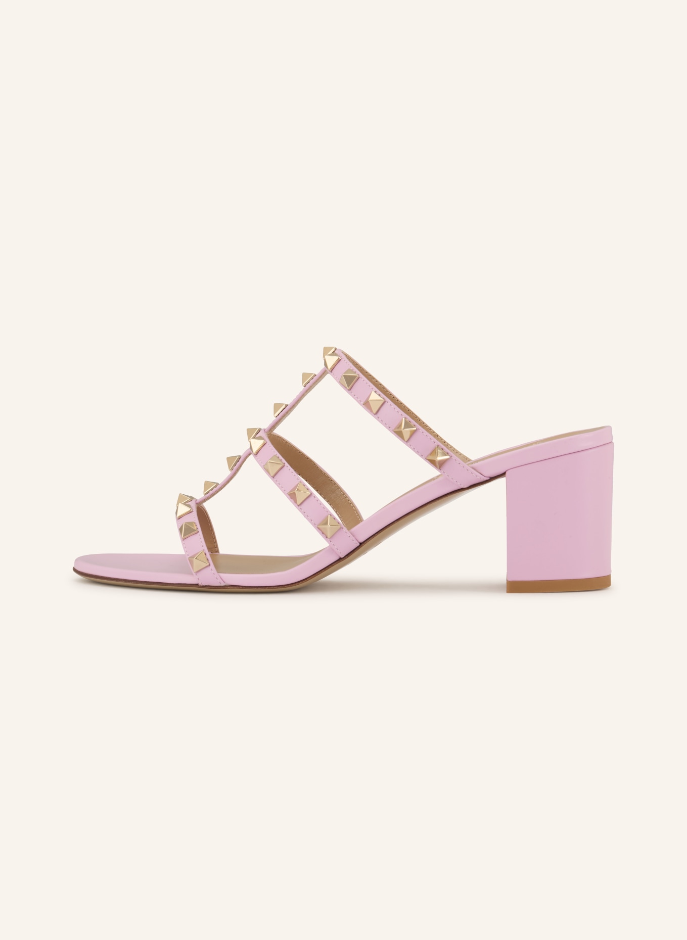 VALENTINO GARAVANI Mules ROCKSTUD s nýty: RŮŽOVÁ / ZLATÁ