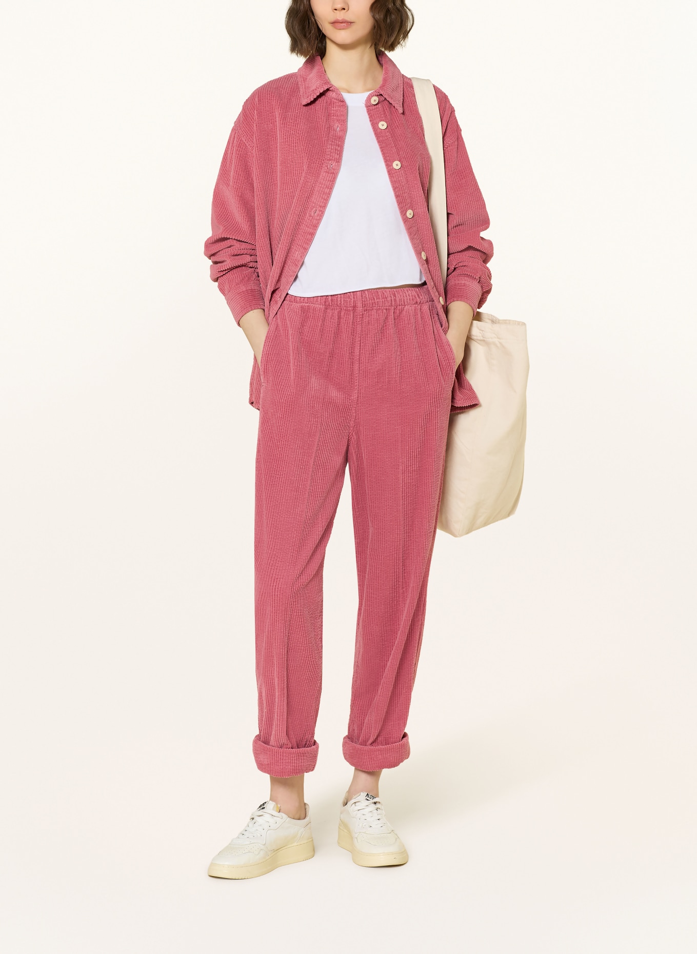 American Vintage Manšestrové kalhoty PADOW: SVĚTLE ČERVENÁ