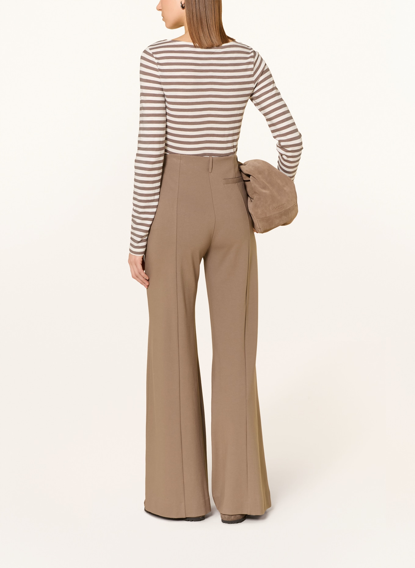 Marc O'Polo Tričko s dlouhým rukávem: BÍLÁ / HNĚDÁ