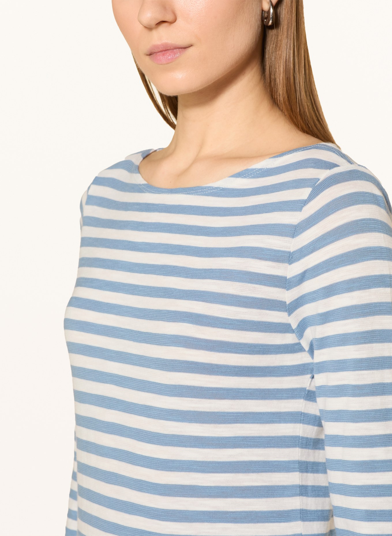 Marc O'Polo Tričko s dlouhým rukávem: BÍLÁ / TMAVĚ MODRÁ