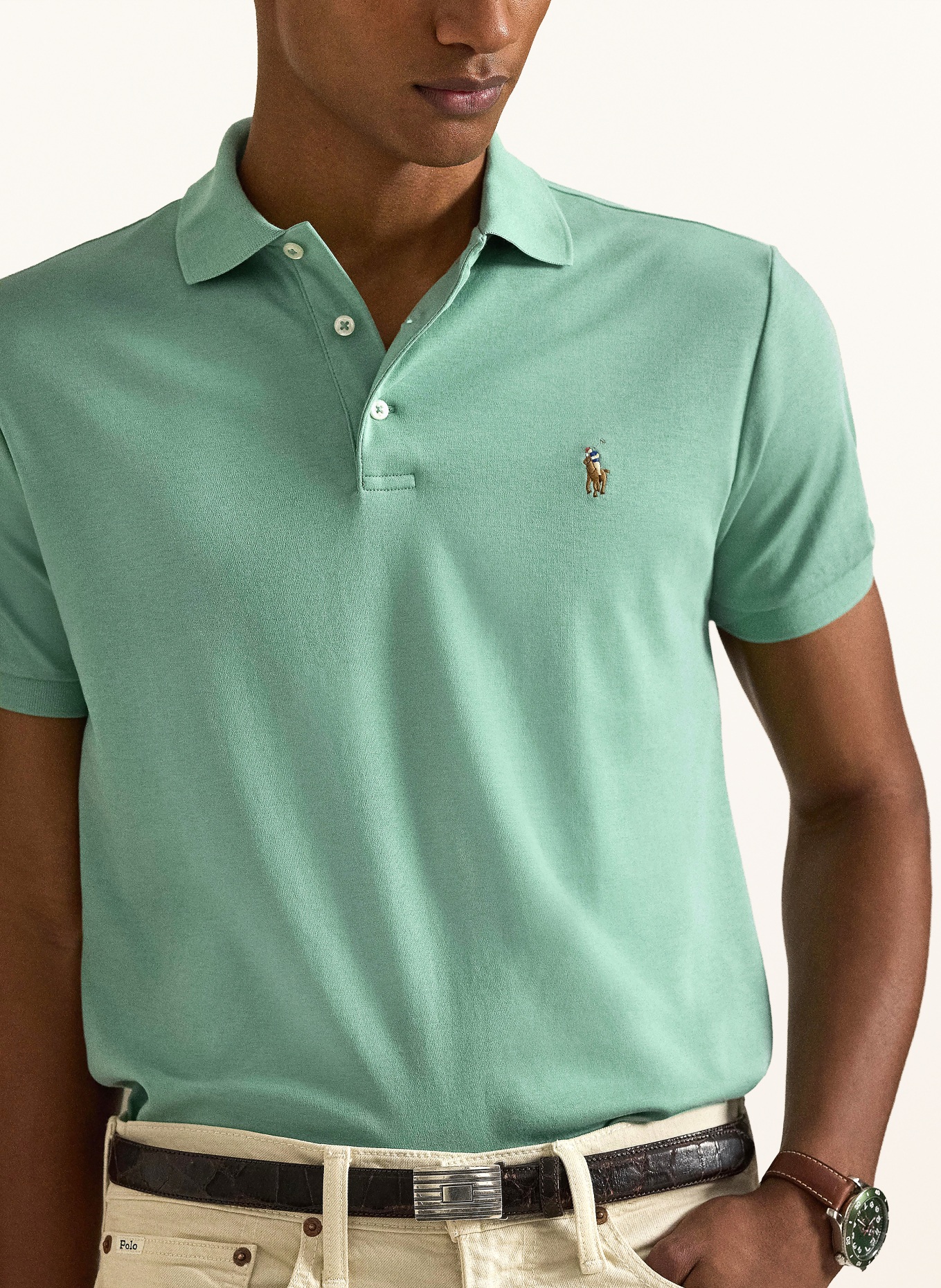 POLO RALPH LAUREN Koszulka polo z dżerseju custom slim fit: MIĘTOWY
