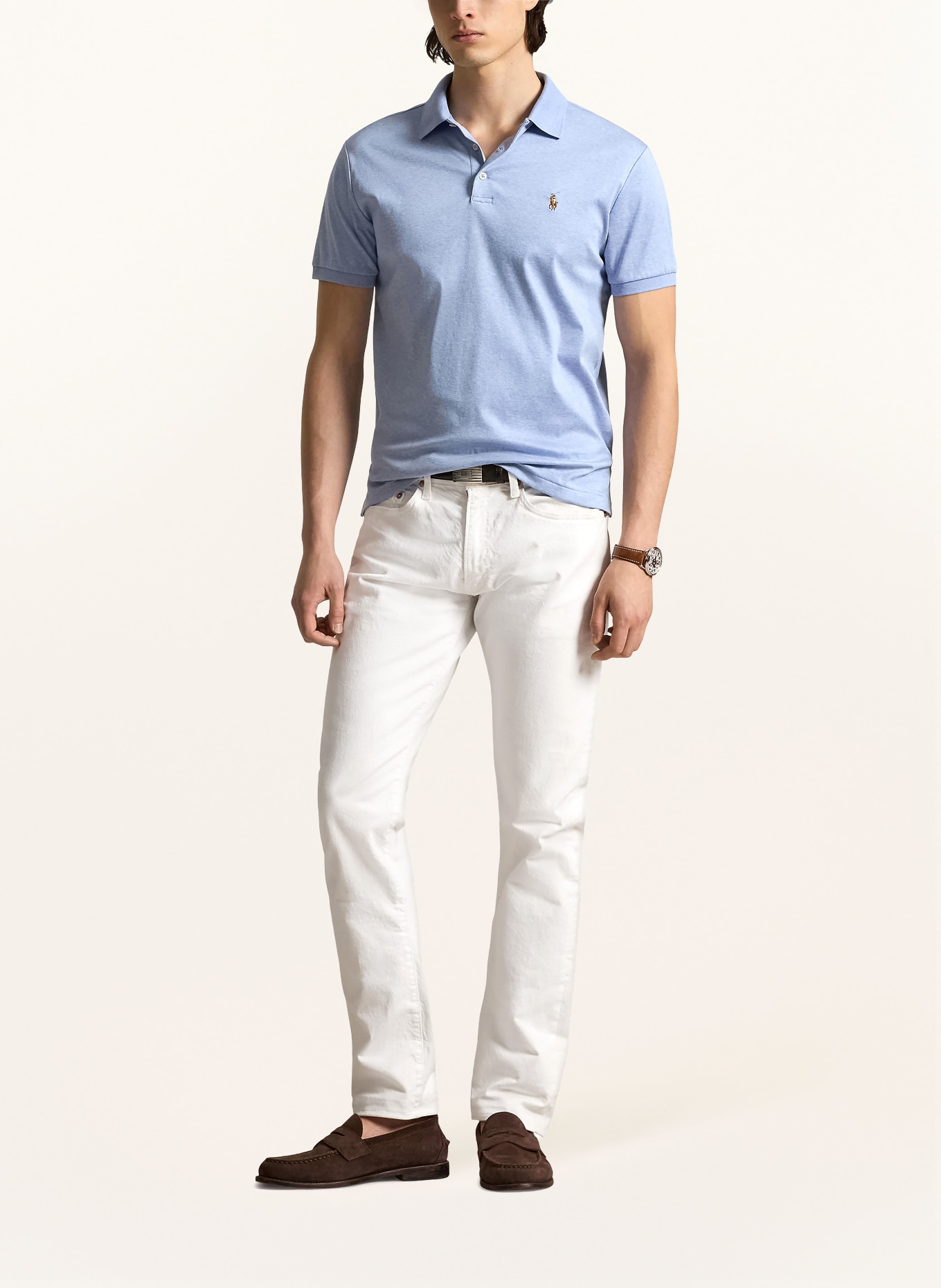 POLO RALPH LAUREN Jersey poloshirt Custom Slim Fit: LICHTBLAUW