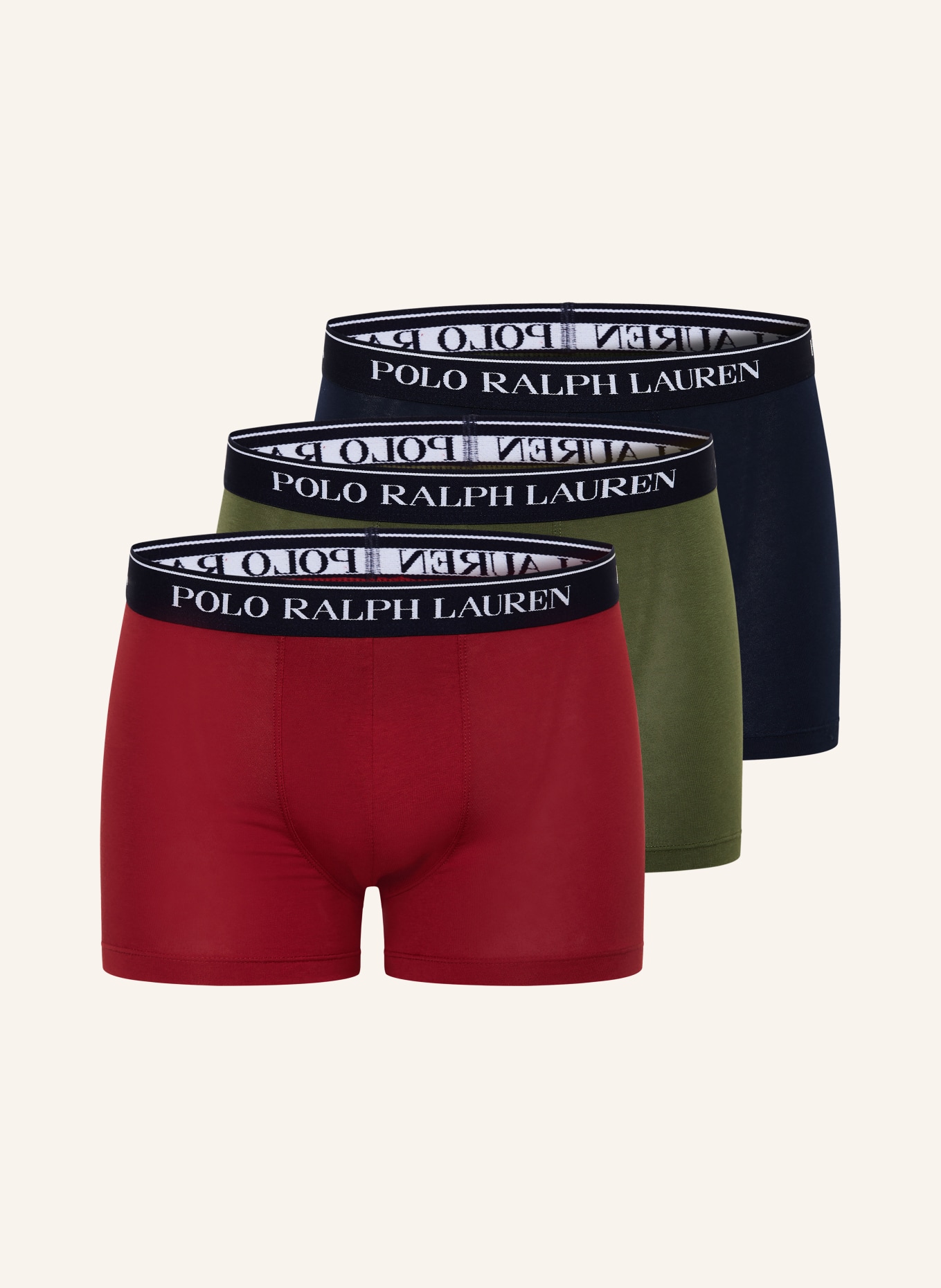 POLO RALPH LAUREN 3-pack boxershorts: DONKERBLAUW / DONKERROOD / OLIJF