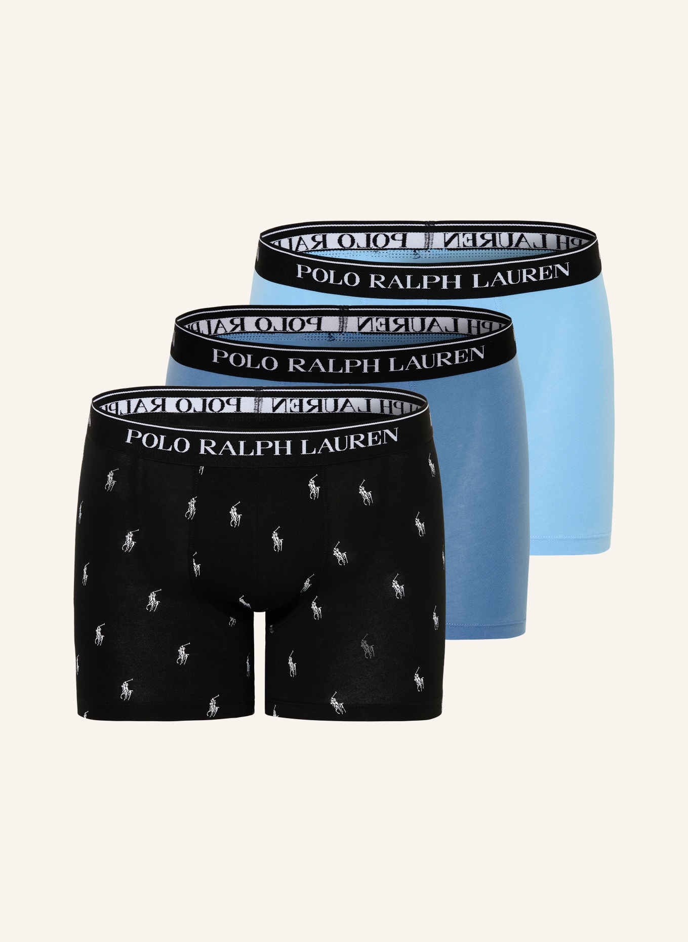 POLO RALPH LAUREN 3er-Pack Boxershorts: SCHWARZ / HELLBLAU / BLAU