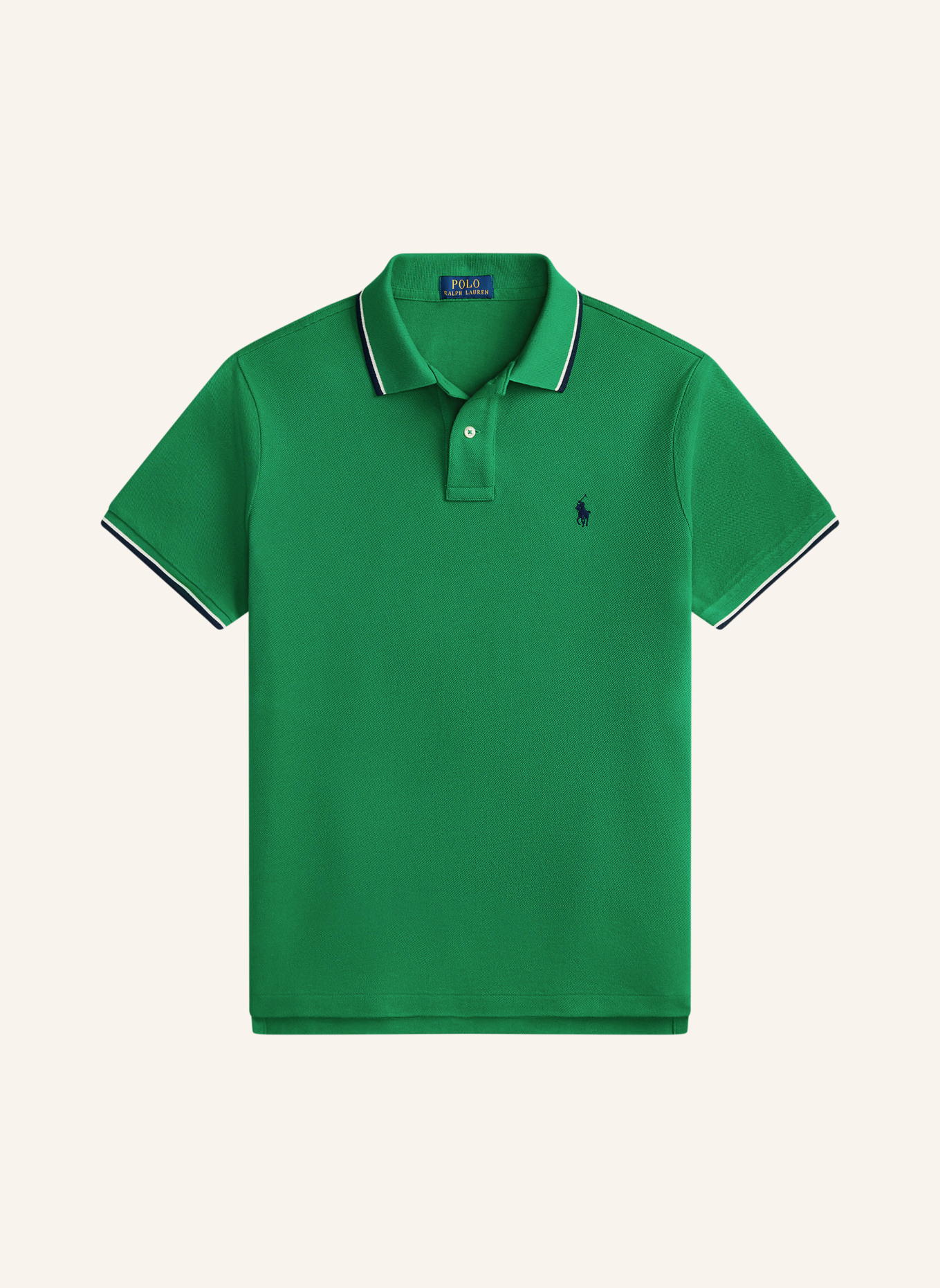 POLO RALPH LAUREN Piqué-Poloshirt Custom Slim Fit: GRÜN / DUNKELBLAU / SCHWARZ