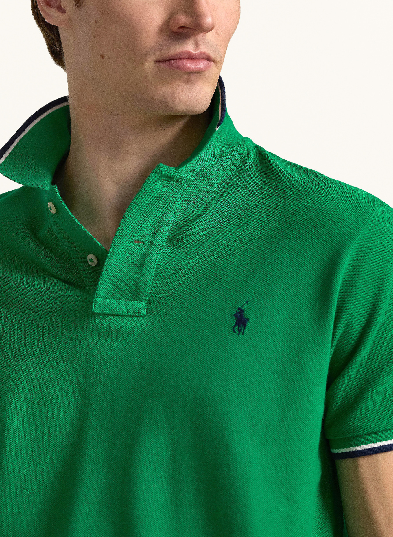 POLO RALPH LAUREN Piqué-Poloshirt Custom Slim Fit: GRÜN / DUNKELBLAU / SCHWARZ