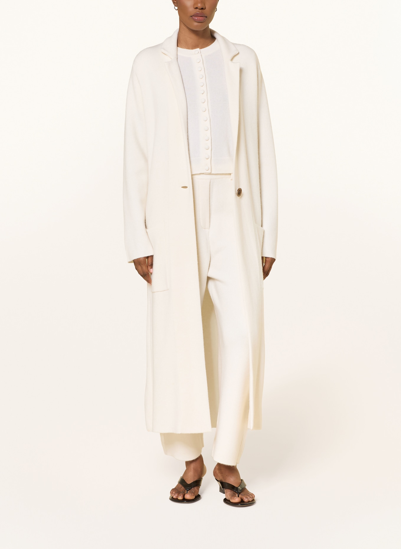 LISA YANG Pletený kabát AMIE z kašmíru: KRÉMOVÁ