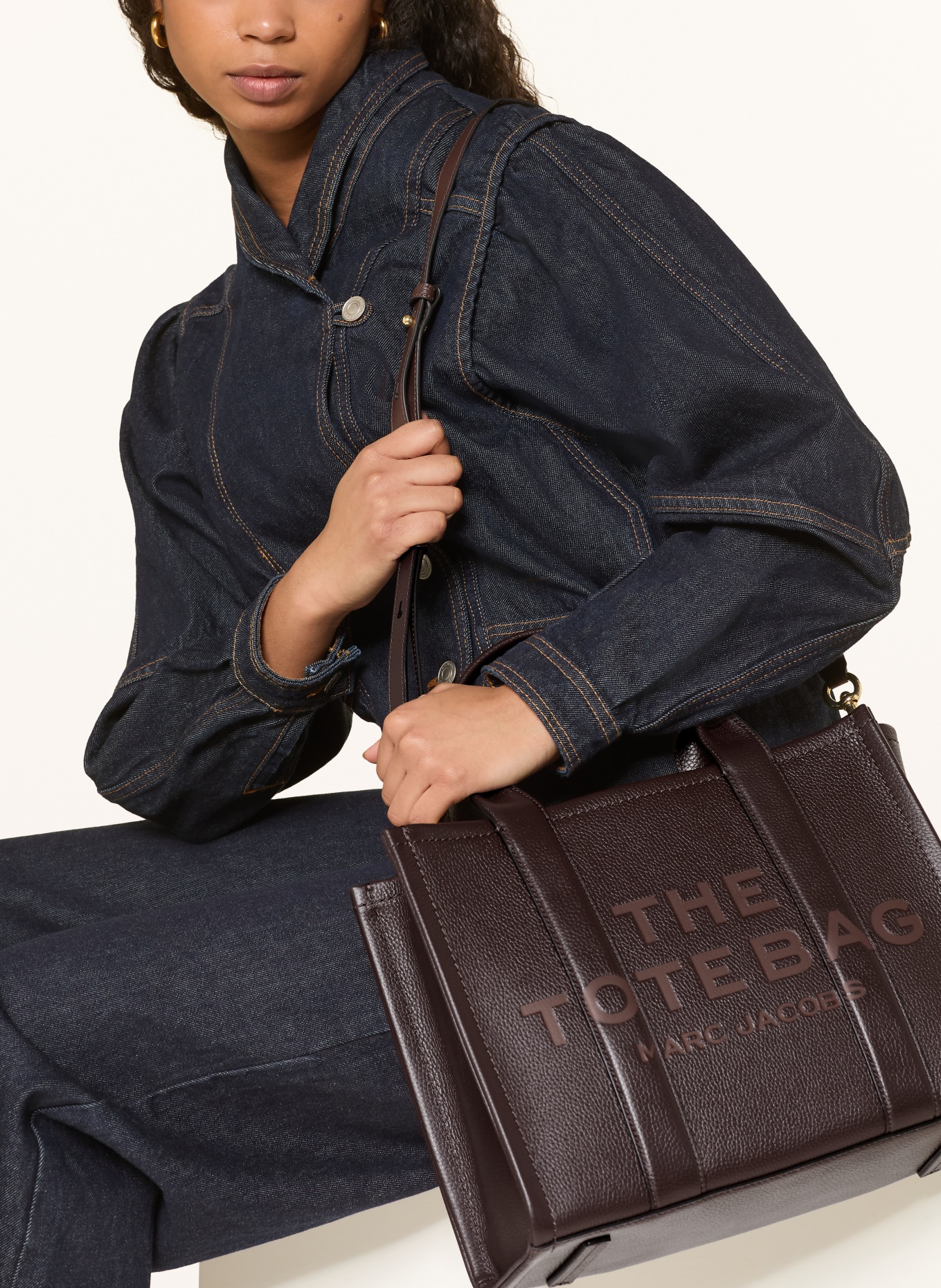 MARC JACOBS Shopper THE MEDIUM TOTE BAG LEATHER: DUNKELBRAUN