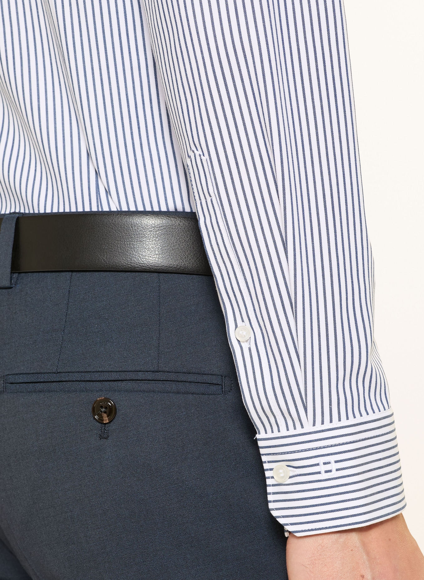 OLYMP Koszula z dżerseju nr Six 24/Seven super slim: BIAŁY / GRANATOWY