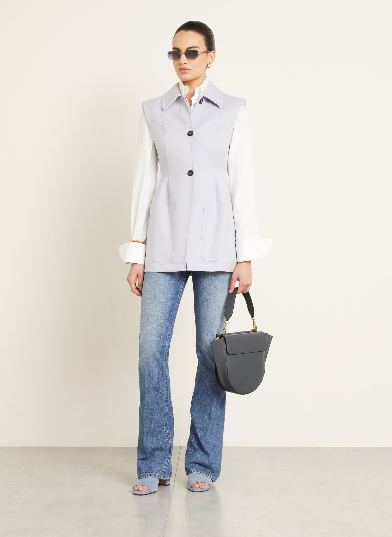 WANDLER Handtas HORTENSIA MEDIUM: BLAUWGRIJS