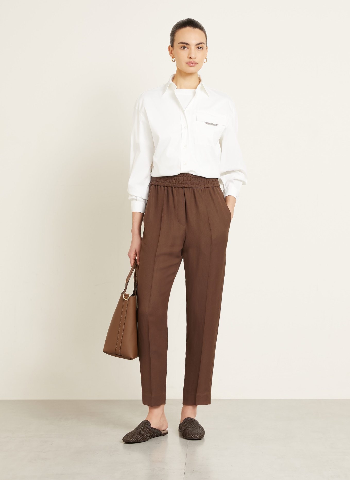 BRUNELLO CUCINELLI Kalhoty: TMAVĚ HNĚDÁ