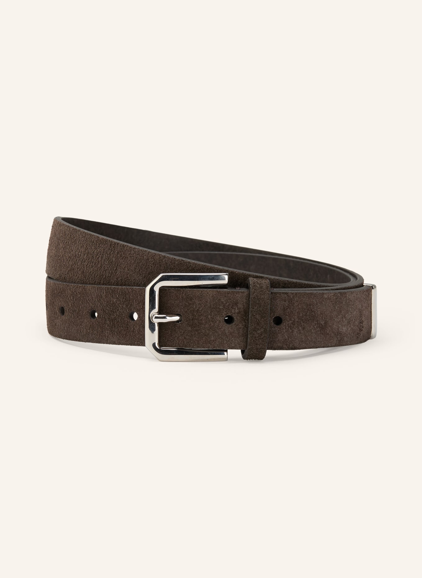 BRUNELLO CUCINELLI Leather belt: DARK BROWN / SILVER