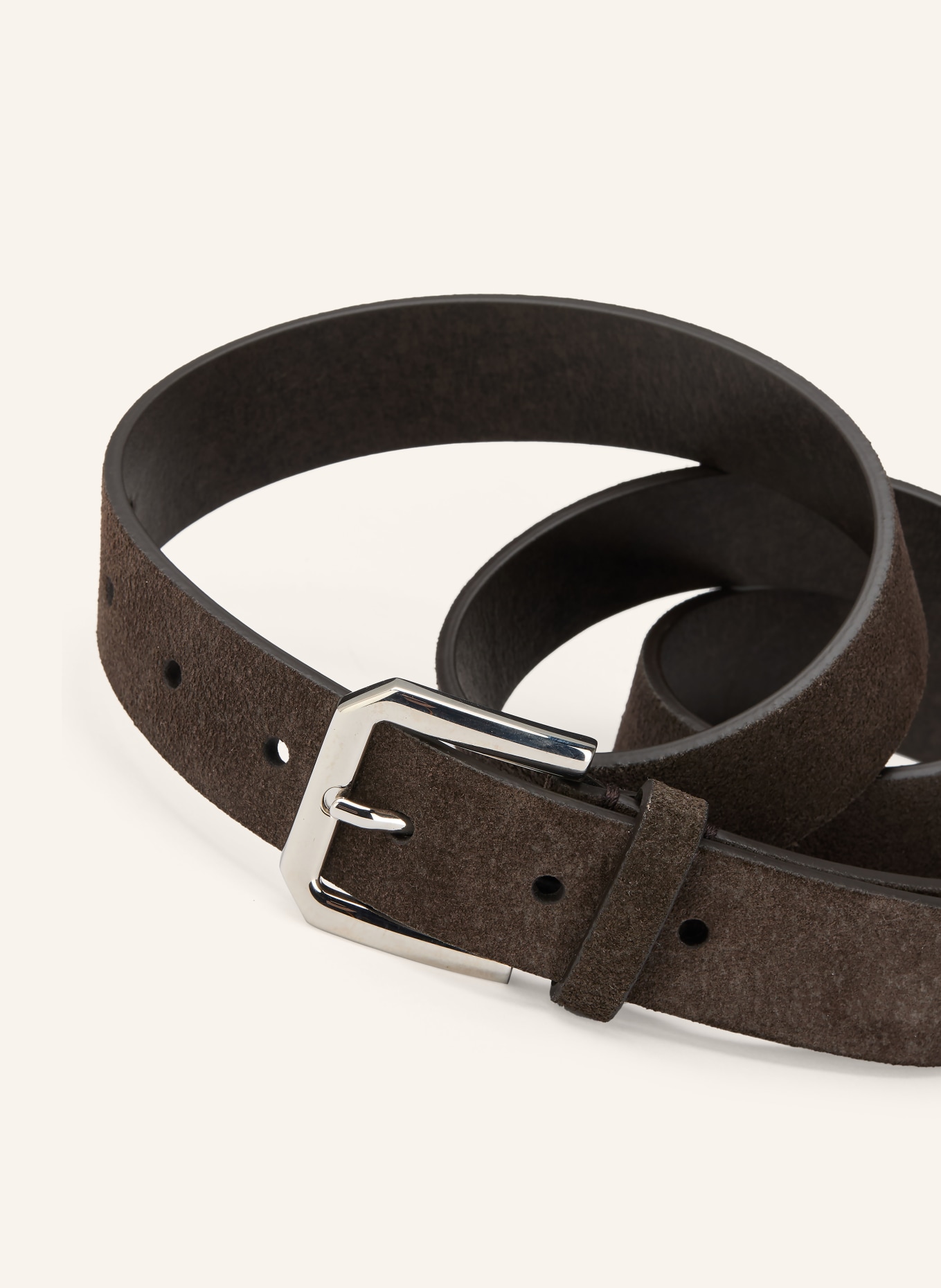 BRUNELLO CUCINELLI Leather belt: DARK BROWN / SILVER