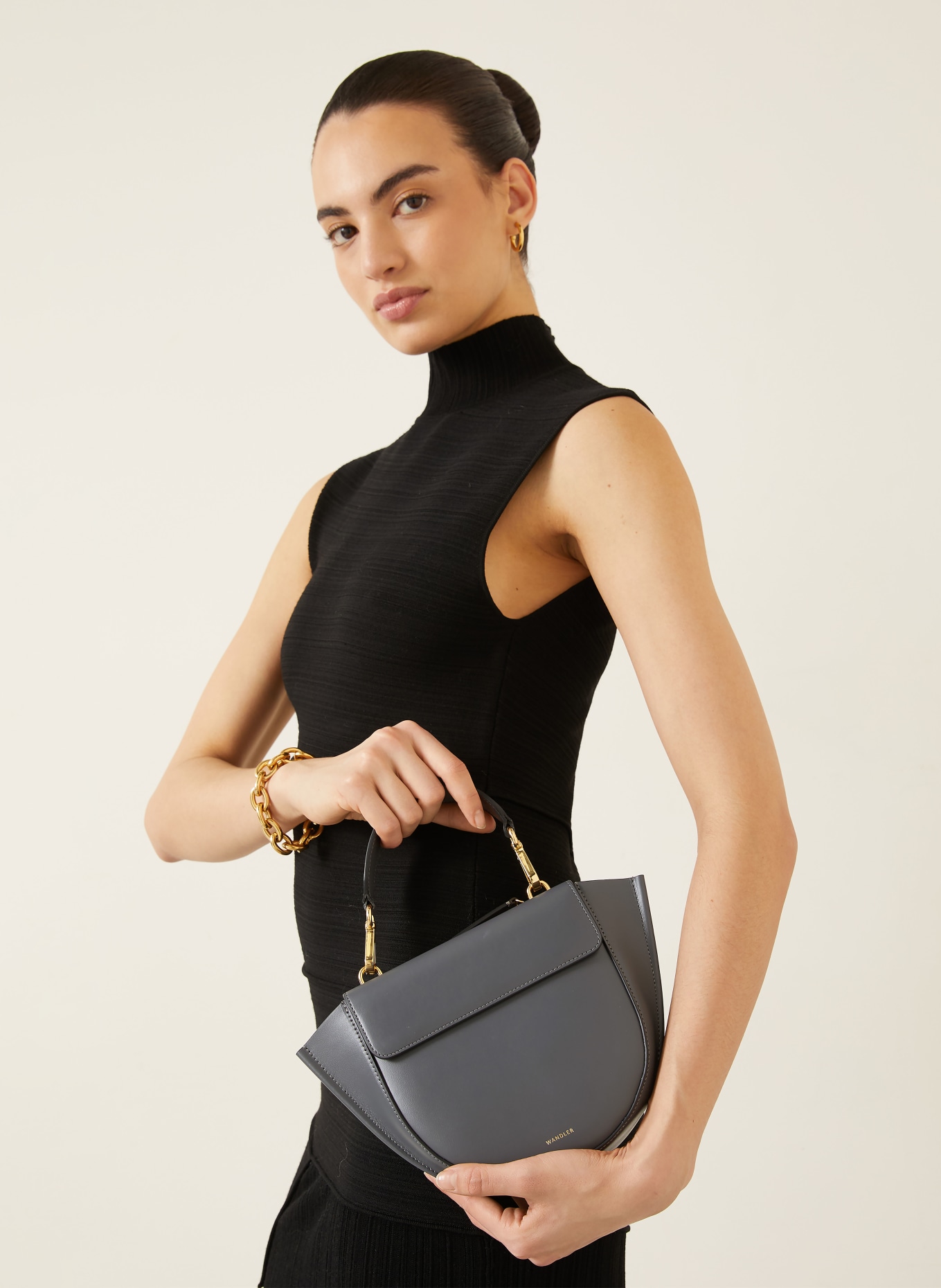 WANDLER Sac à bandoulière HORTENSIA MINI: GRIS FONCÉ