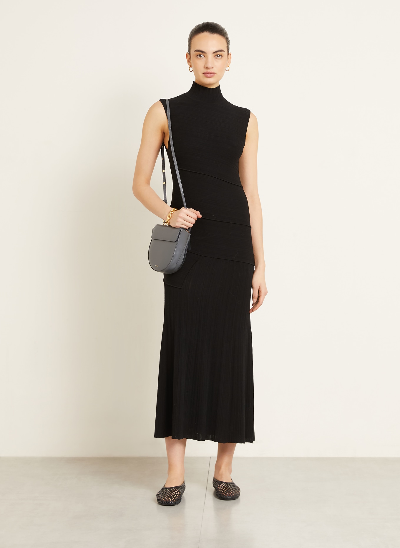 WANDLER Sac à bandoulière HORTENSIA MINI: GRIS FONCÉ