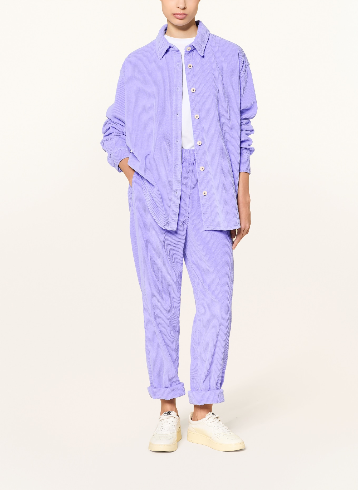 American Vintage Manšestrová svrchní košile PADOW: SVĚTLE FIALOVÁ