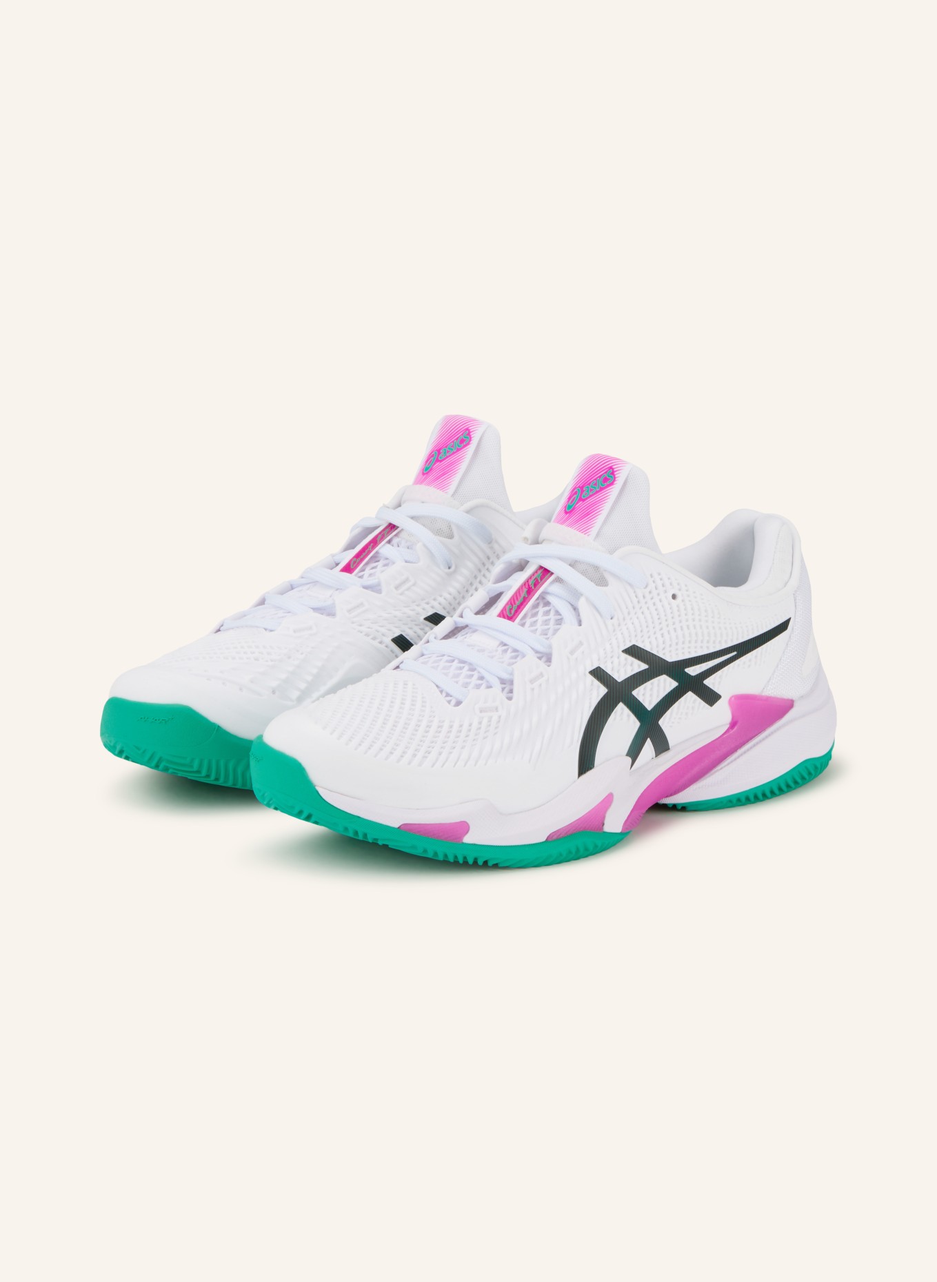 ASICS Tennisschuhe COURT FF 3 CLAY: WEISS / PINK / SCHWARZ