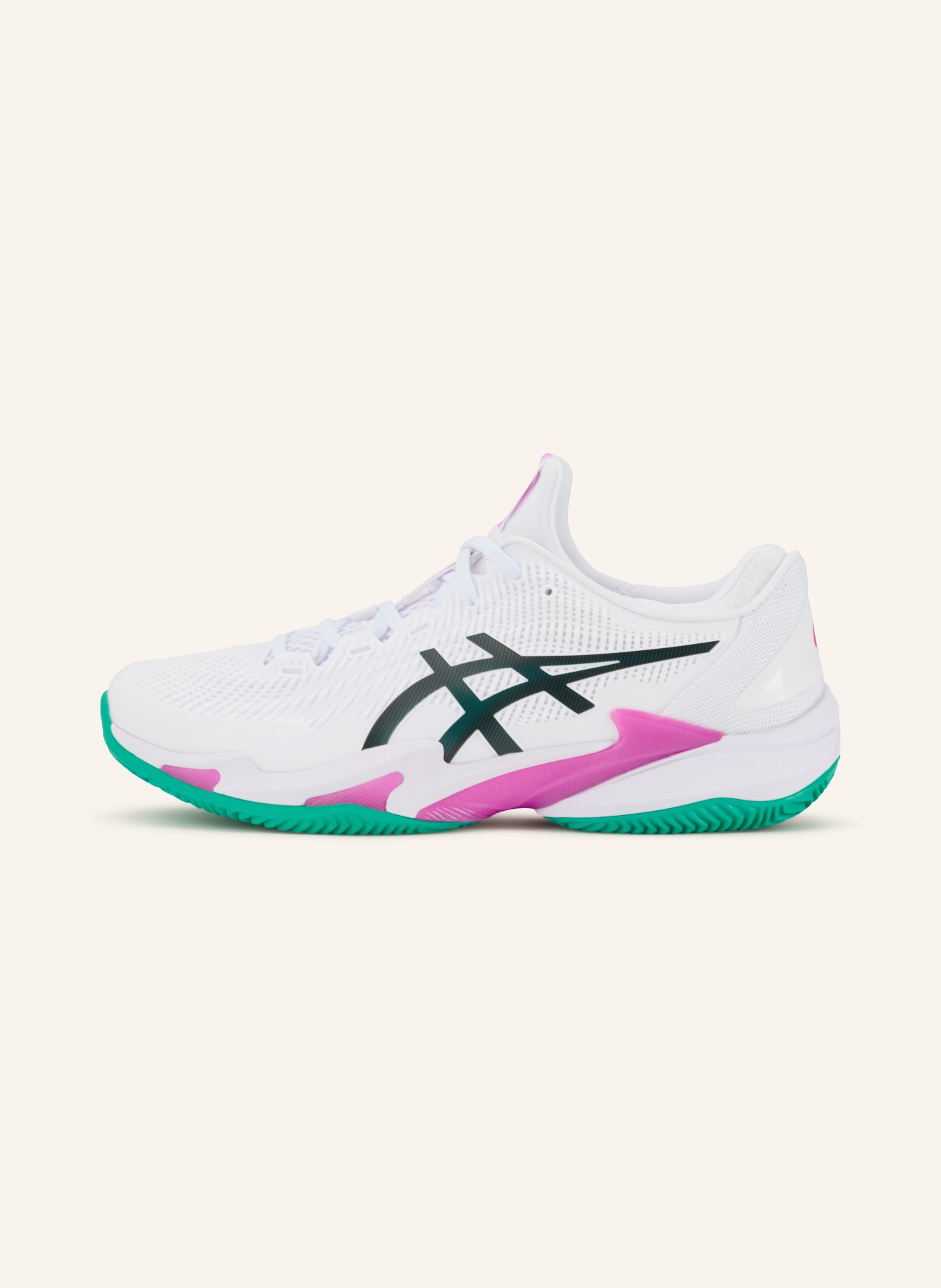 ASICS Tennisschuhe COURT FF 3 CLAY: WEISS / PINK / SCHWARZ