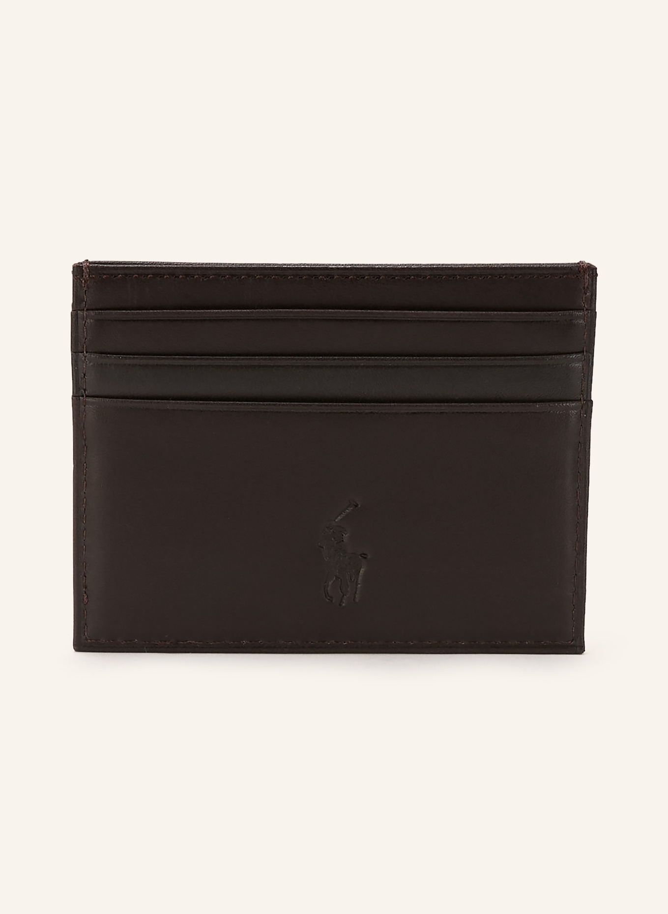 POLO RALPH LAUREN Set: Card case and leather belt: DARK BROWN