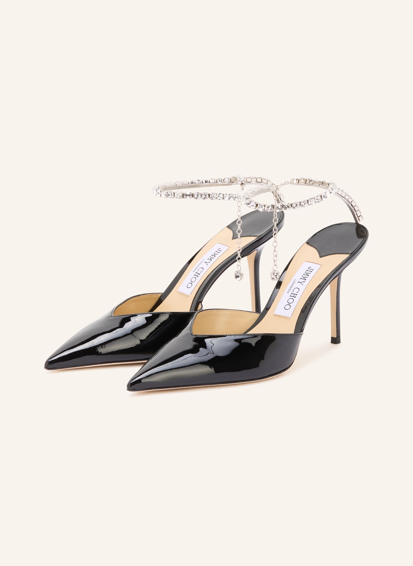JIMMY CHOO Slingpumps SAEDA 85 mit Schmucksteinen: SCHWARZ