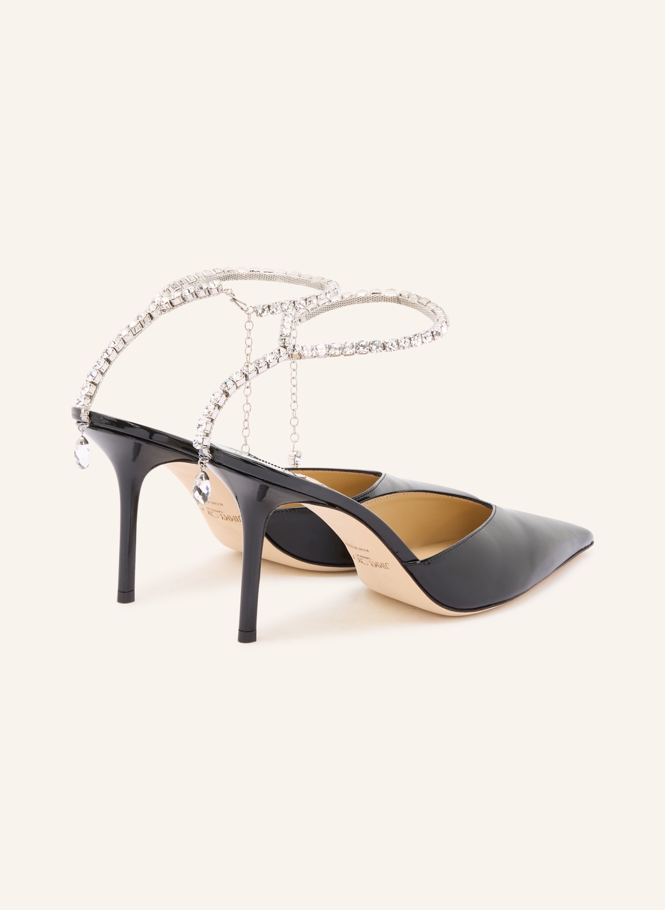 JIMMY CHOO Slingpumps SAEDA 85 mit Schmucksteinen: SCHWARZ