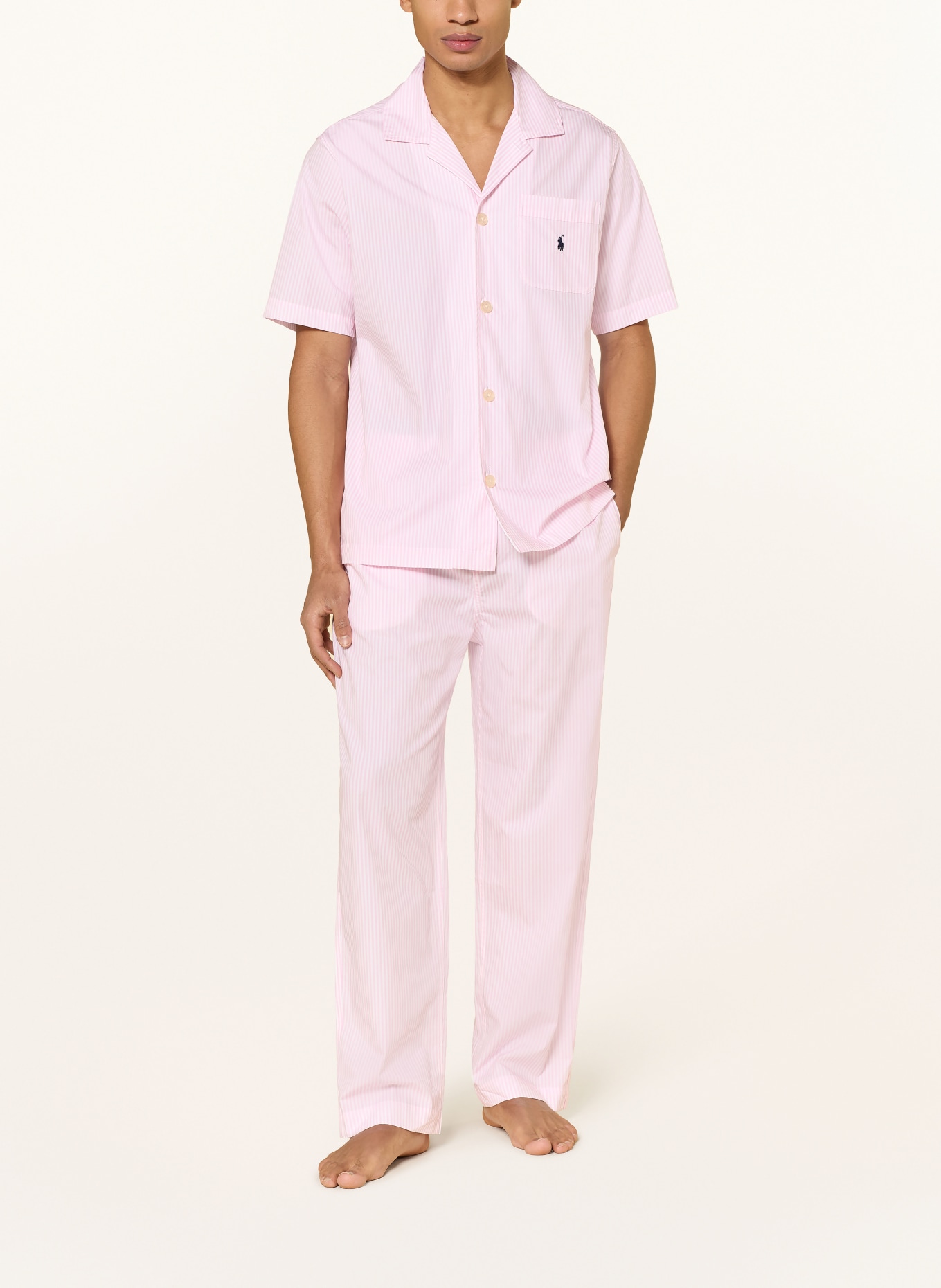 POLO RALPH LAUREN Pajama pants: PINK / WHITE