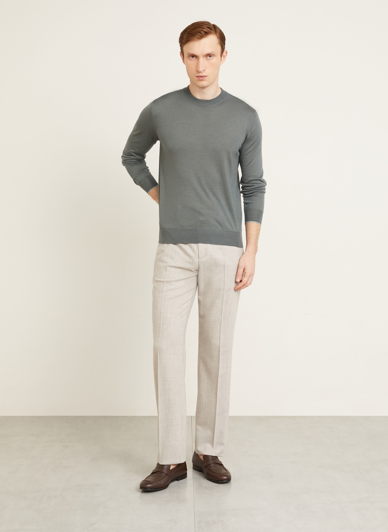 FIORONI Cashmere-Pullover mit Seide: GRÜN