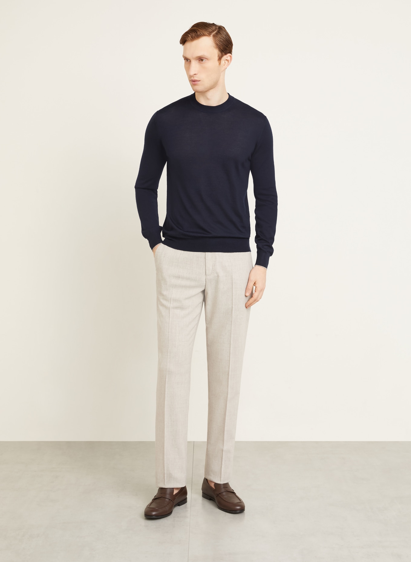 FIORONI Cashmere-Pullover mit Seide: DUNKELBLAU