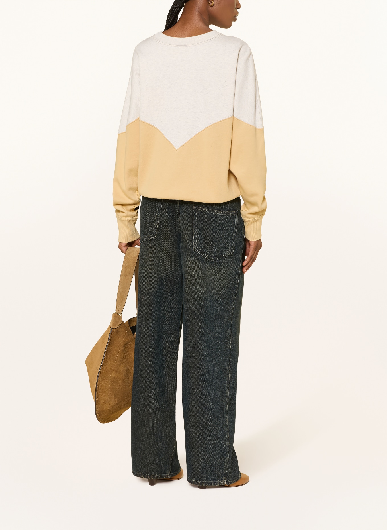 MARANT ÉTOILE Sweatshirt HOUSTON: HELLGRAU / BRAUN / DUNKELGELB