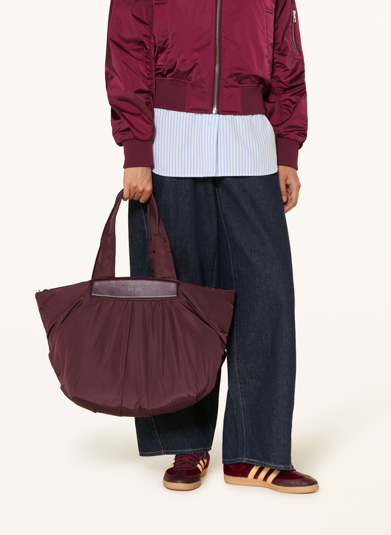 Vee Collective Shopper CABA TOTE met zakje: DONKERROOD