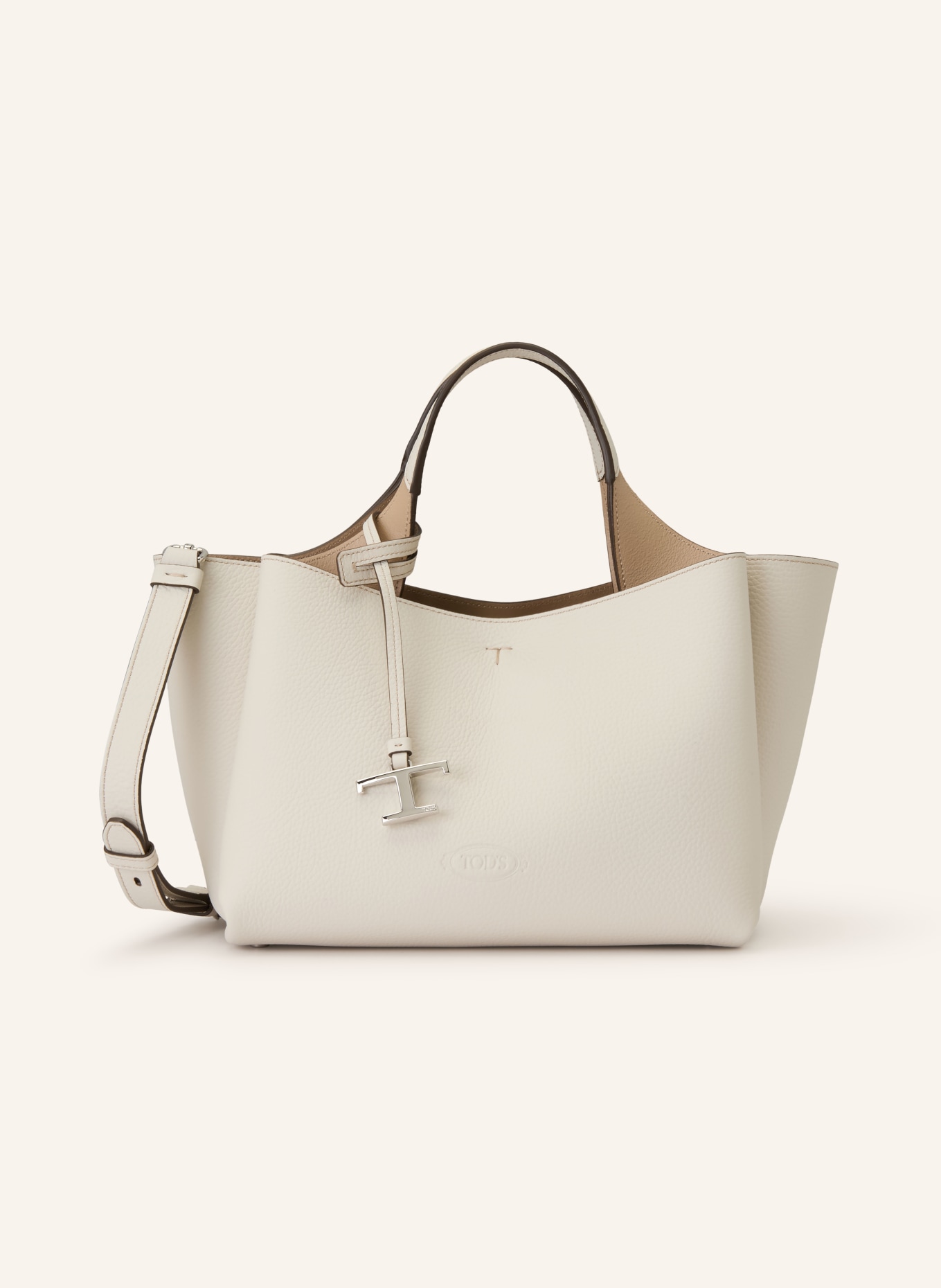TOD'S Handtasche MINI: CREME / SILBER